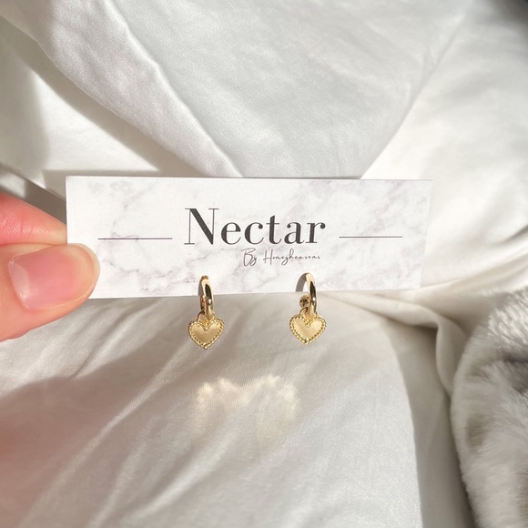 18k Gold filled Heart Earring Huggies - Picture 3 of 5